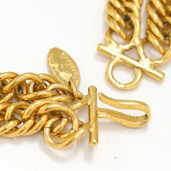 CHANEL Leo Lion Double Chain Necklace 17" Gold Tone Auth h11150 - Picture 7 of 8